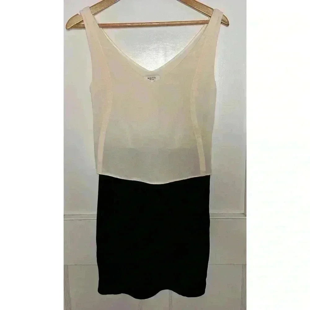Babaton Cream and Black Midi Dress